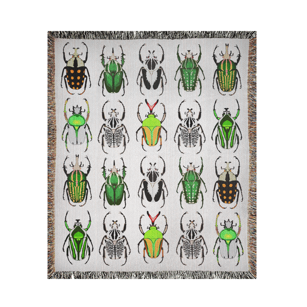Green Beetle Woven Blanket