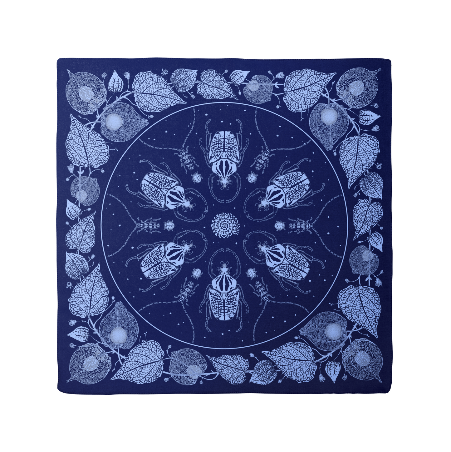 Indigo Goliath & Lantern Vine Silk Scarf