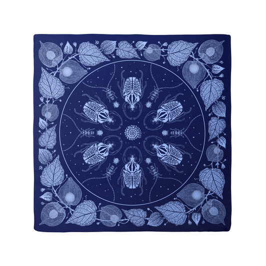 Indigo Goliath & Lantern Vine Silk Scarf